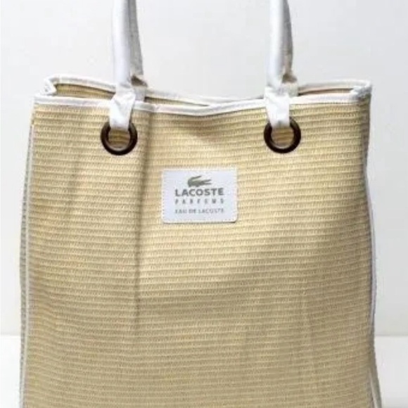 Lacoste Handbags - Lacoste Tan and White Tote Bag